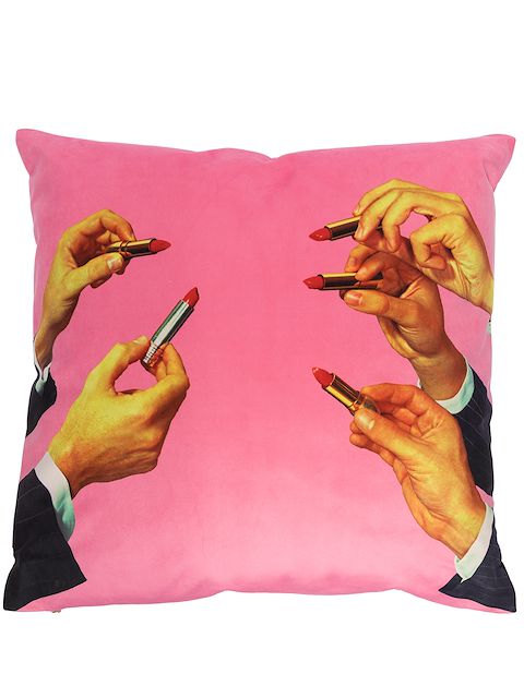 Seletti x TOILETPAPER lipstick-print square cushion