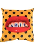 Seletti polka dot lip print cushion (50x50cm) - Yellow