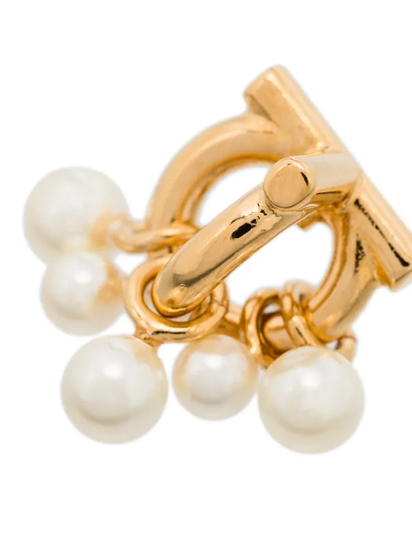 Ferragamo Gancini pearl-embellished Stud Earrings | Gold
