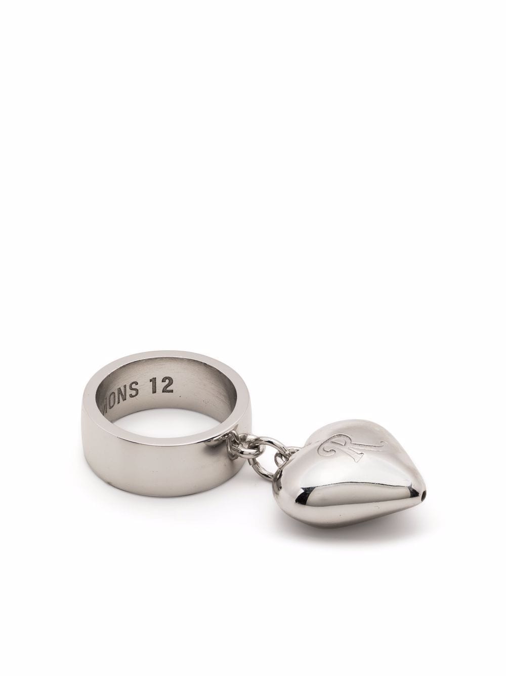 heart-pendant silver-tone ring