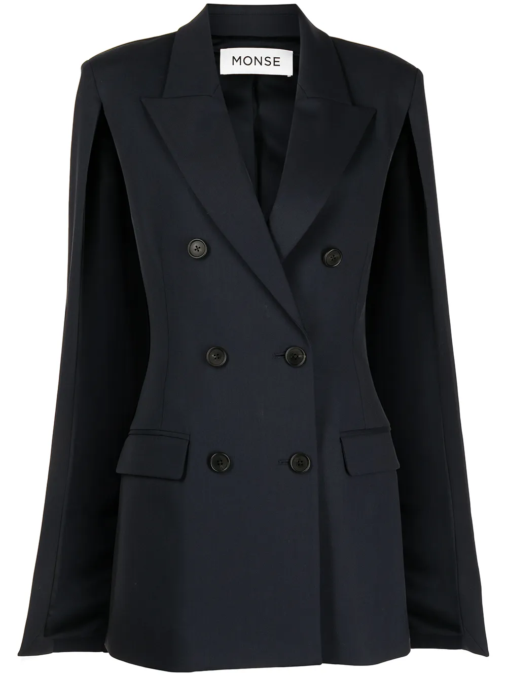 Monse blazer estilo capa con doble botonadura - Azul