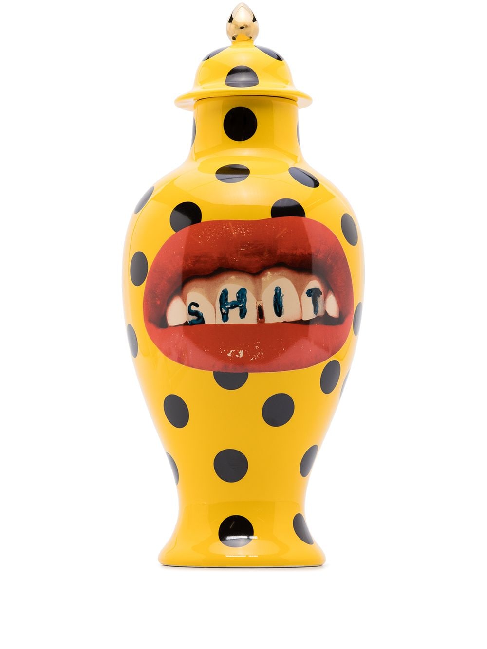 Seletti Toiletpaper Polka-Dot Ceramic Vase - Yellow