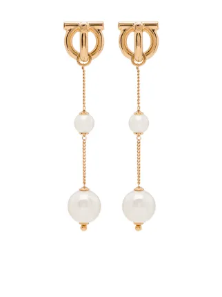 Ferragamo ガンチーニ パール ピアス | ゴールドトーン | FARFETCH JP