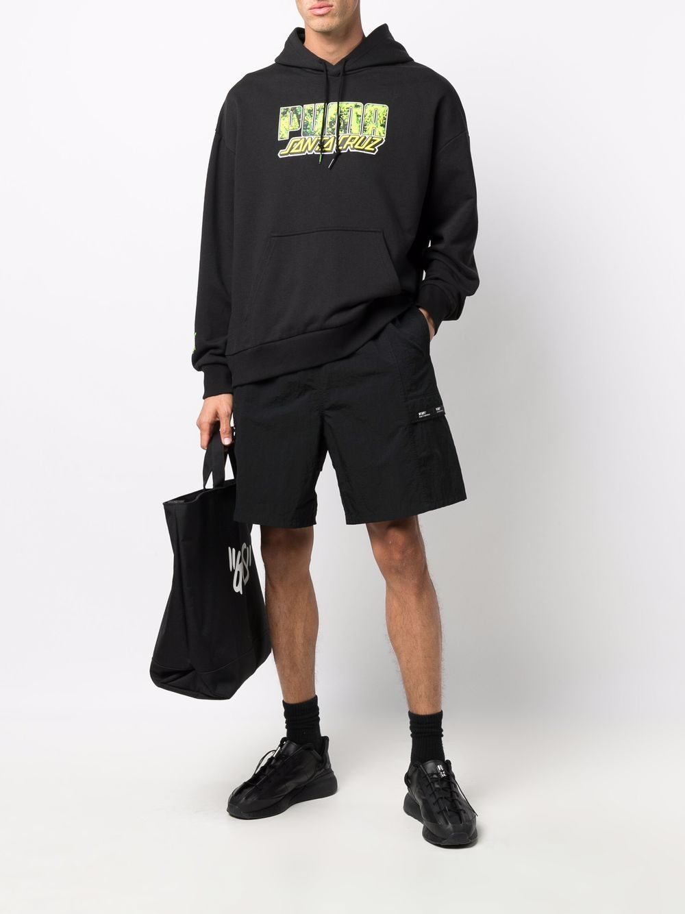 Puma x Santa Cruz graphic hoodie in black and lime green