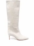 Paris Texas croc-effect stiletto boots - White