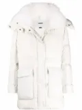 Yves Salomon lambswool-trim hooded down coat - White