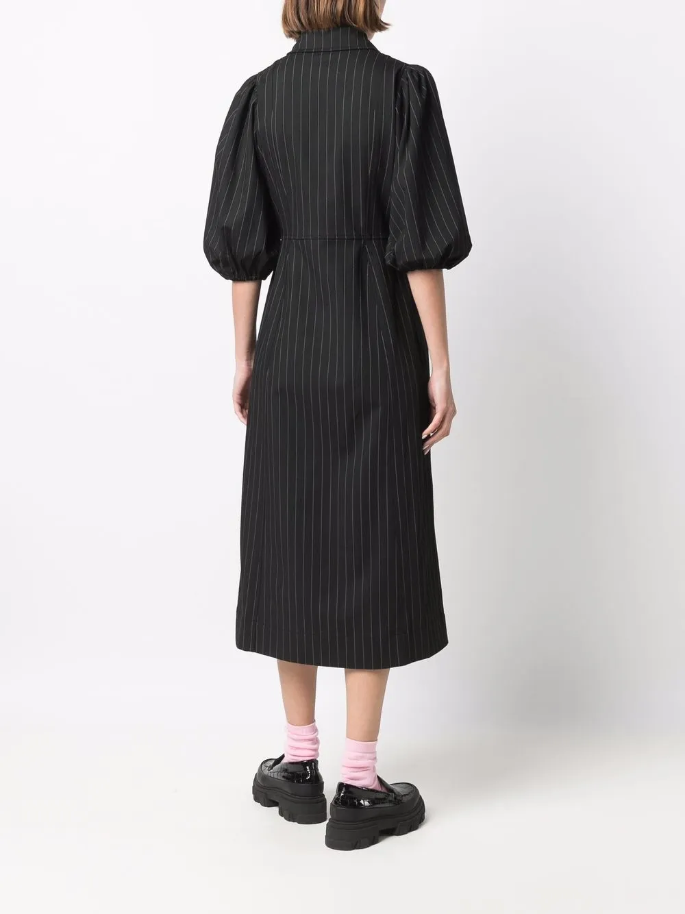 фото Ganni платье-рубашка в тонкую полоску