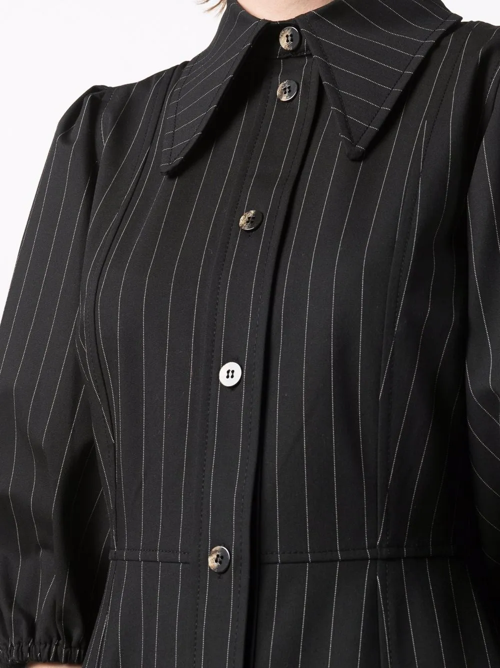 фото Ganni платье-рубашка в тонкую полоску