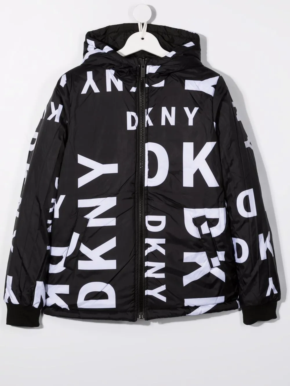 фото Dkny kids куртка на молнии с капюшоном и логотипом