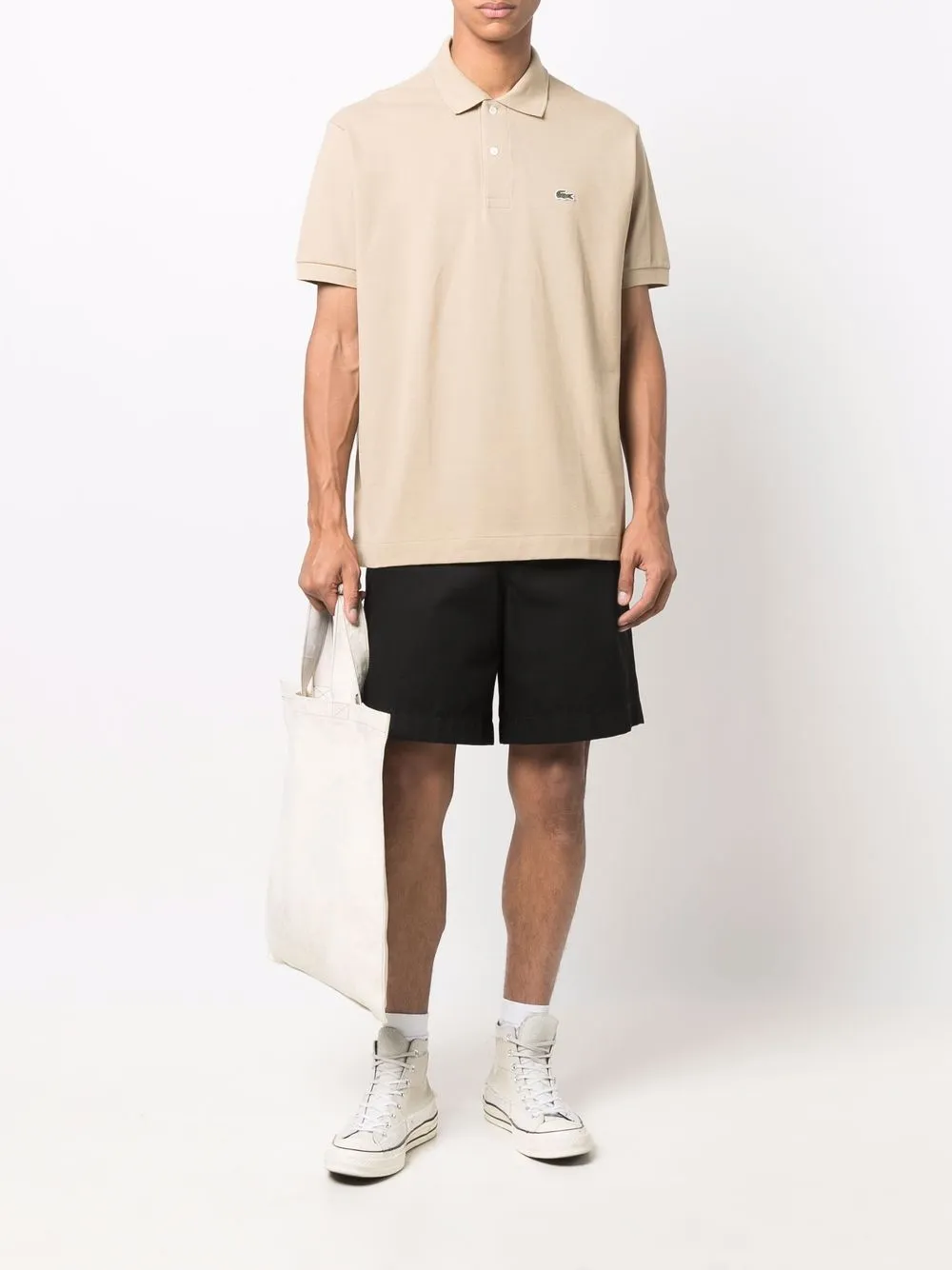 Lacoste Poloshirt met geborduurd logo - Beige