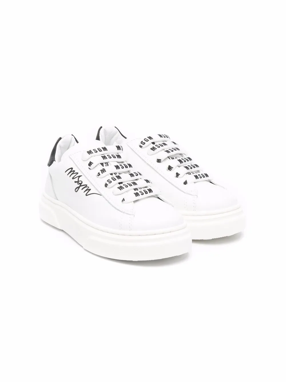 

MSGM Kids tenis con logo estampado - Blanco