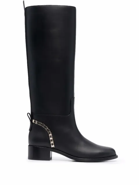 Ferragamo Vara Chain knee-high boots