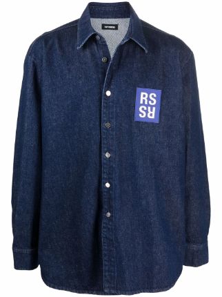 Raf Simons Logo Patch Denim Shirt - Farfetch