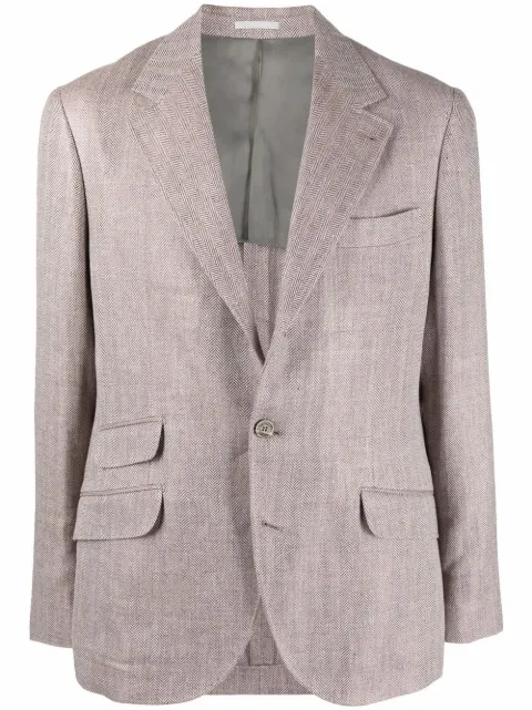 Brunello Cucinelli single-breasted herringbone blazer