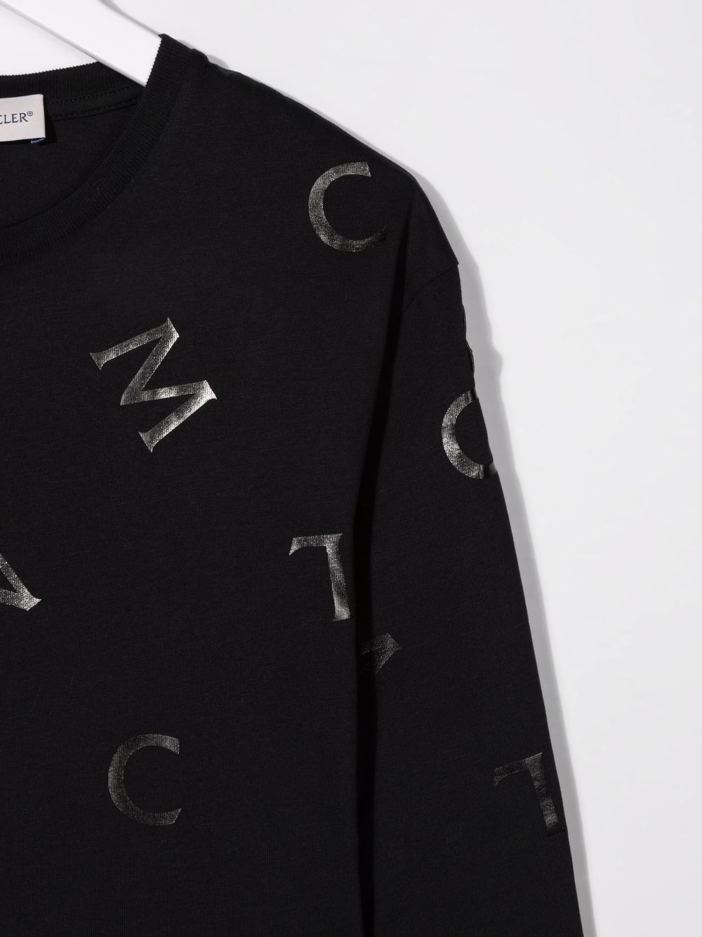 Shop Moncler Logo Print Long-sleeve Top In Black