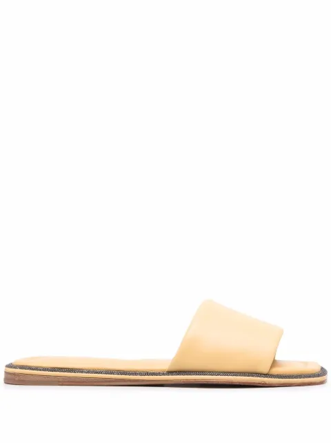 Brunello Cucinelli bead-embellished slip-on sandals