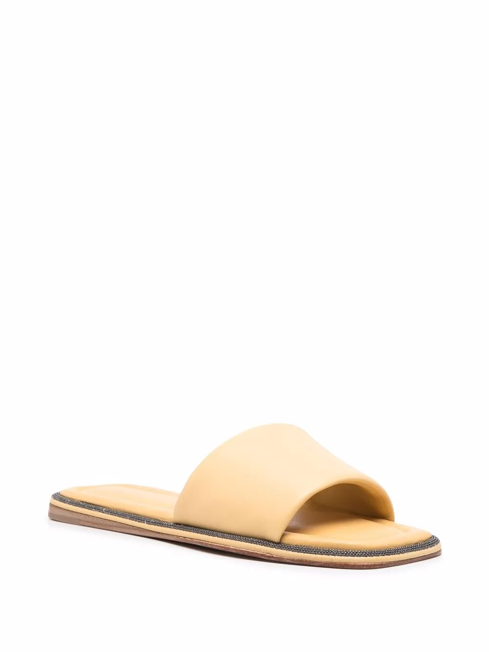 Brunello Cucinelli bead-embellished slip-on sandals Yellow