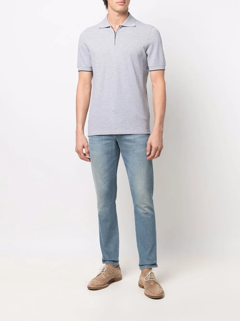 Brunello Cucinelli Katoenen poloshirt - Grijs