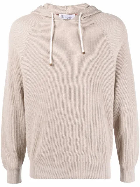 sundhed Håbefuld retning Shop Brunello Cucinelli drawstring ribbed-knit hoodie with Express Delivery  - FARFETCH