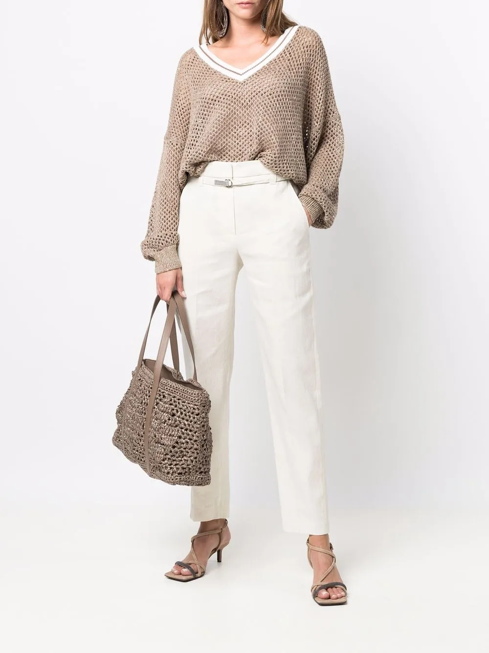 фото Brunello cucinelli прямые брюки с поясом