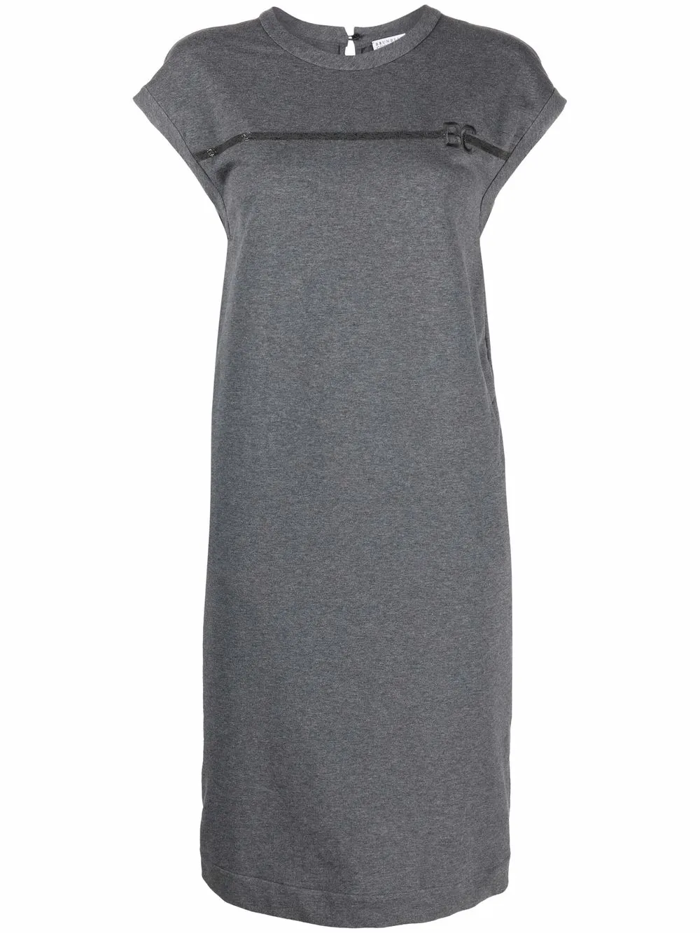 

Brunello Cucinelli vestido con logo bordado - Gris