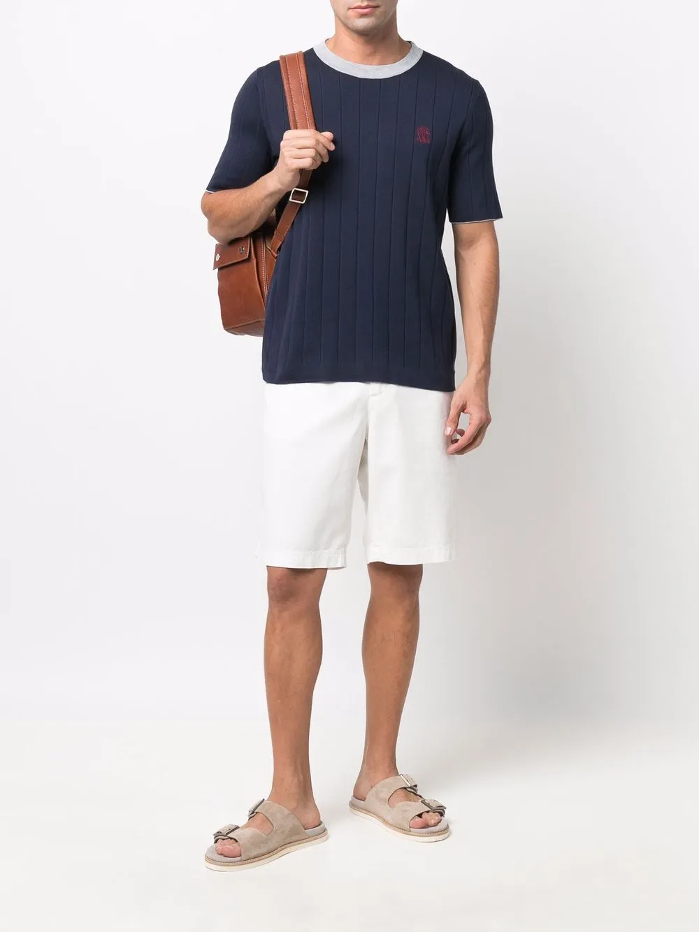 Brunello Cucinelli Geribbeld T-shirt - Blauw