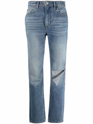 リダンRe/Done High Rise Straight Cuffed RE/DONE 70s faded high-rise straight-leg jeans | THE OUTNET