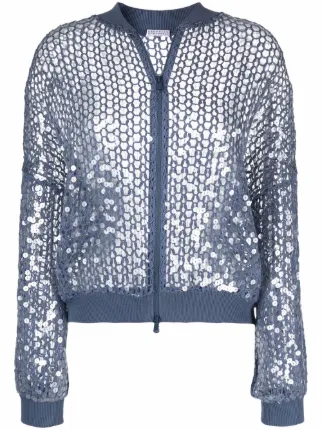 Brunello Cucinelli スパンコール ジップアップ トップス tivicr.com