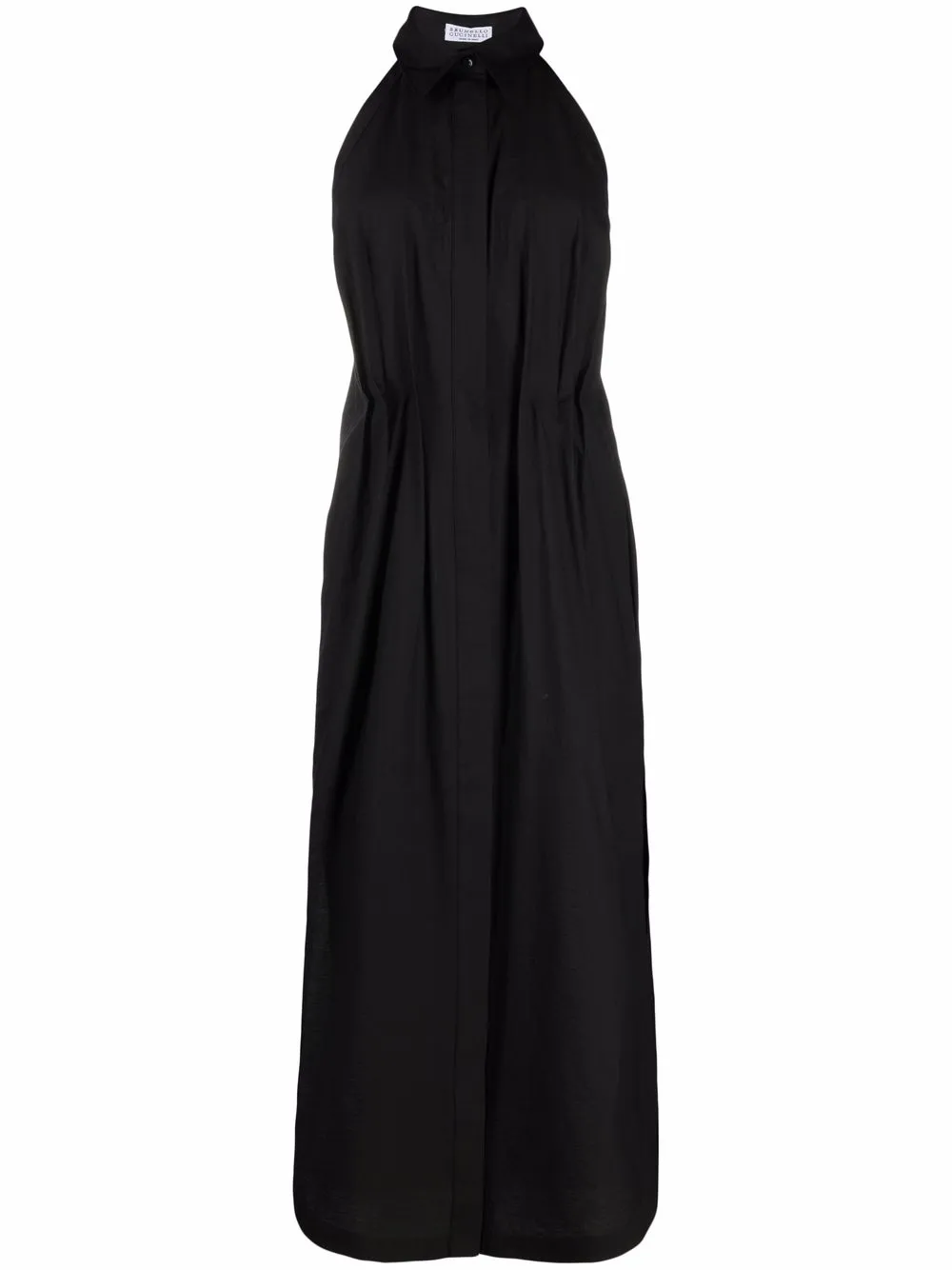 pleated sleeveless maxi dress