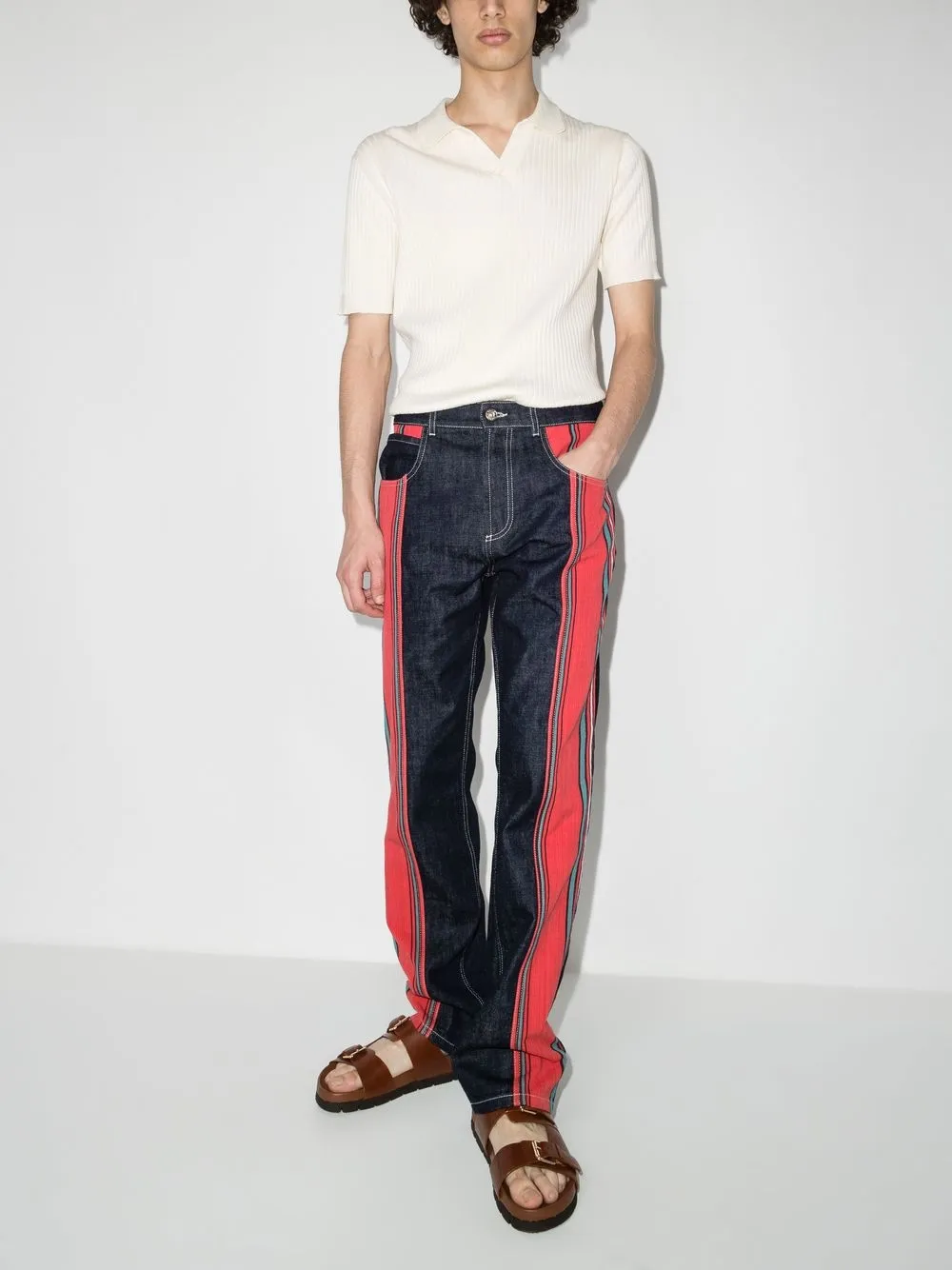 Wales Bonner Cotonou Striped straight-leg Jeans - Farfetch