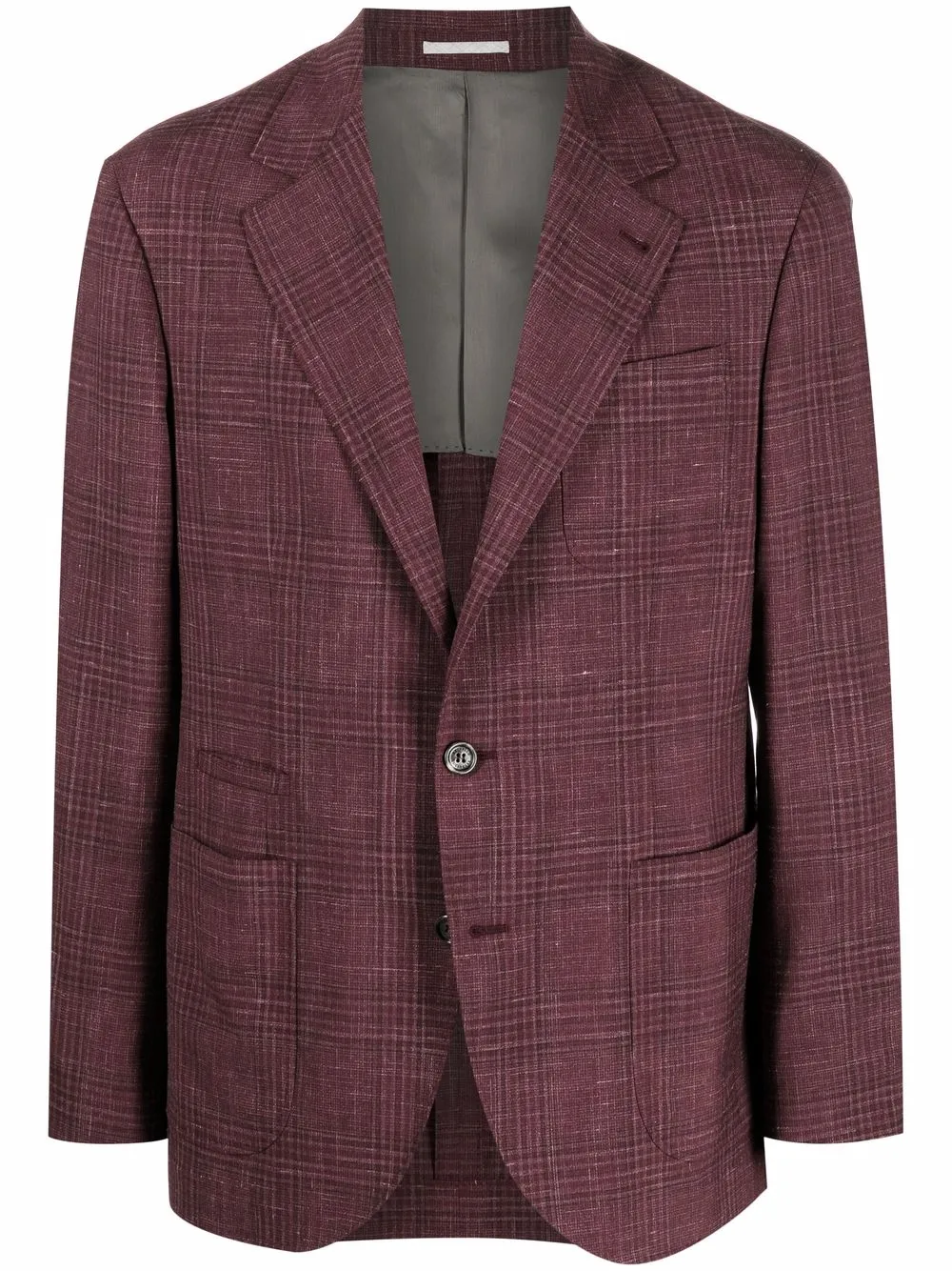 Brunello Cucinelli チェック シングルジャケット - レッド Brunello Cucinelli チェック シングルジャケット - レッド