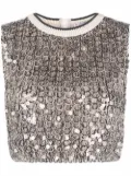 Brunello Cucinelli sequin-embellished knitted top - Black