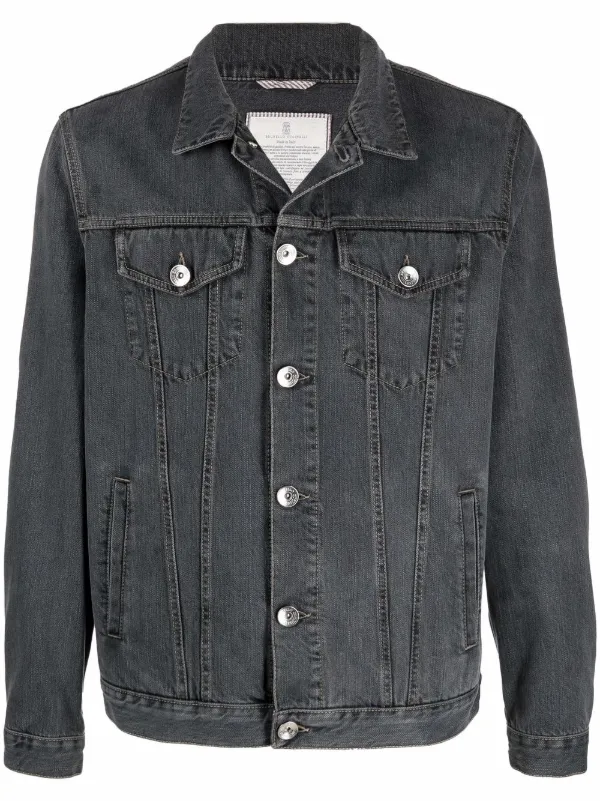 Shop Brunello Cucinelli button-up denim 