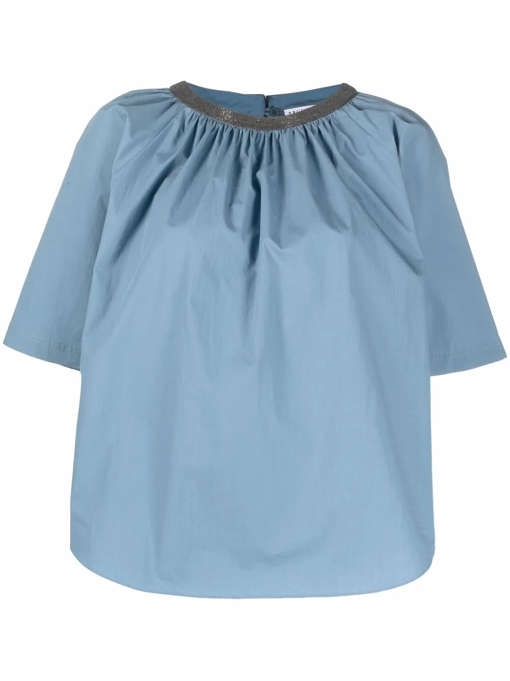 

Brunello Cucinelli smocked shortsleeve blouse - Blue