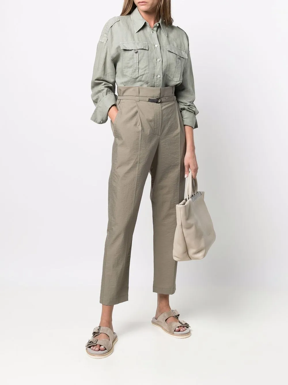 фото Brunello cucinelli зауженные брюки с поясом