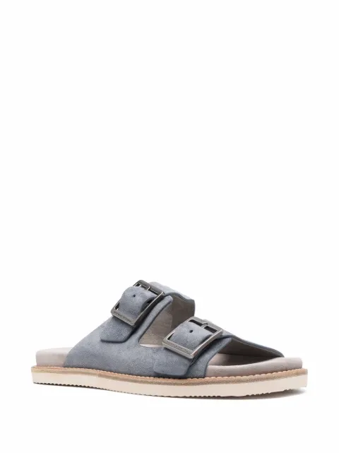 Brunello Cucinelli buckle-fastening suede slides