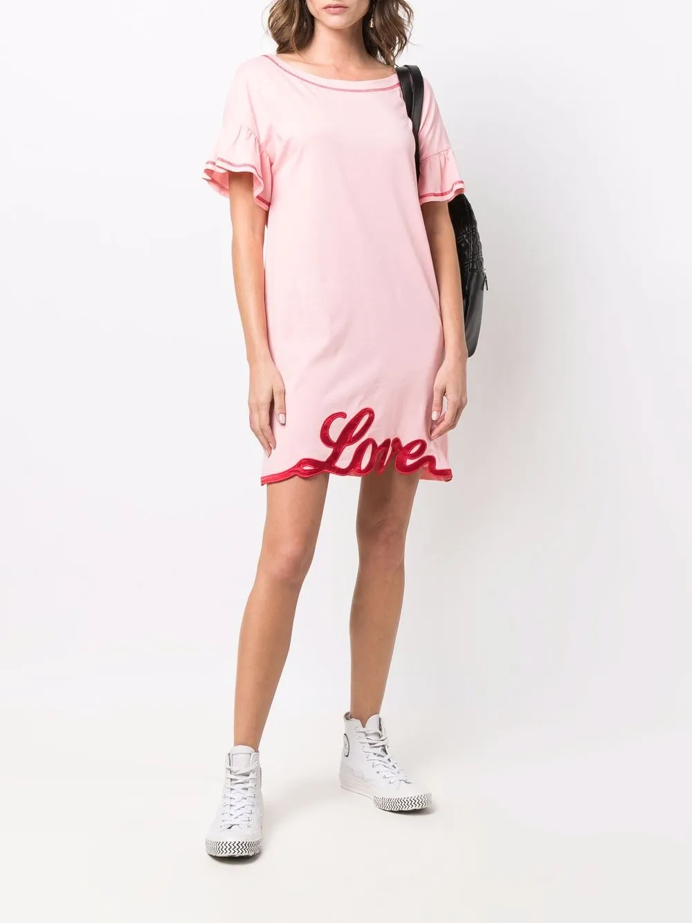 Love Moschino T-shirtjurk met applicatie - Roze