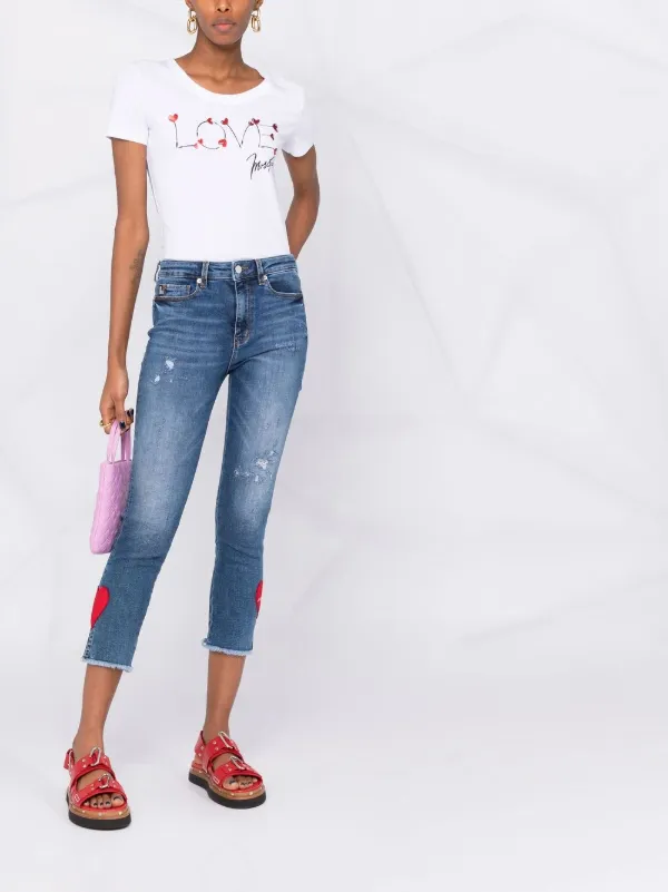 Love Moschino Heart Patch Jeans - Farfetch