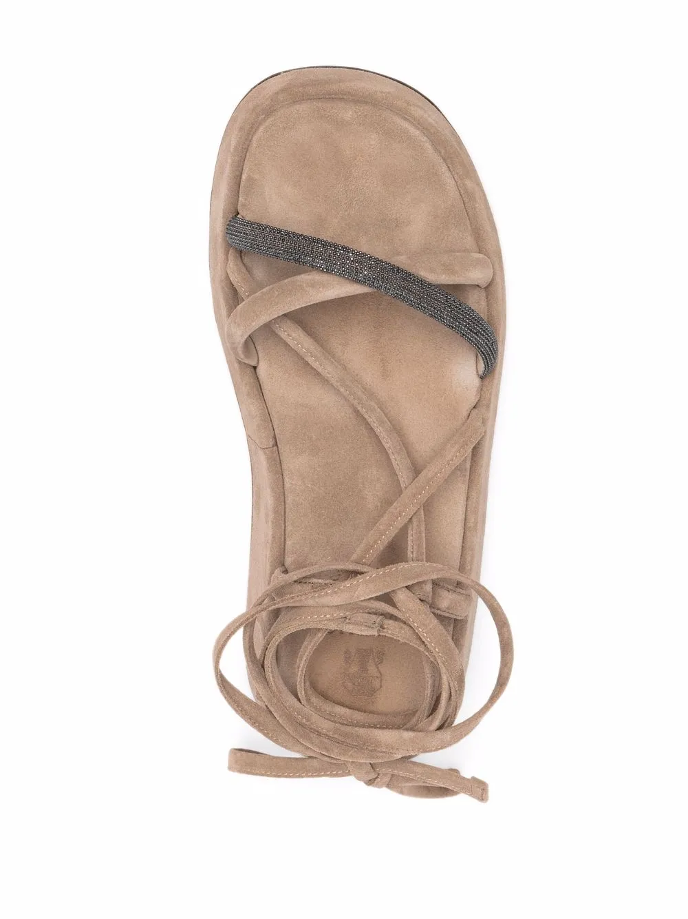Brunello Cucinelli ankle-tie flatform sandals Brown