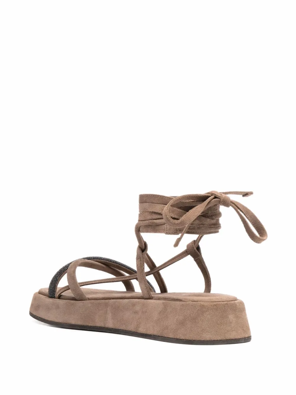 Brunello Cucinelli ankle-tie flatform sandals Brown