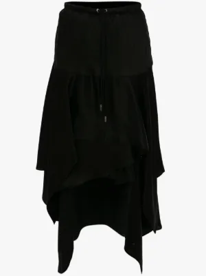 LAYERED ASYMMETRIC MIDI SKIRT in black 