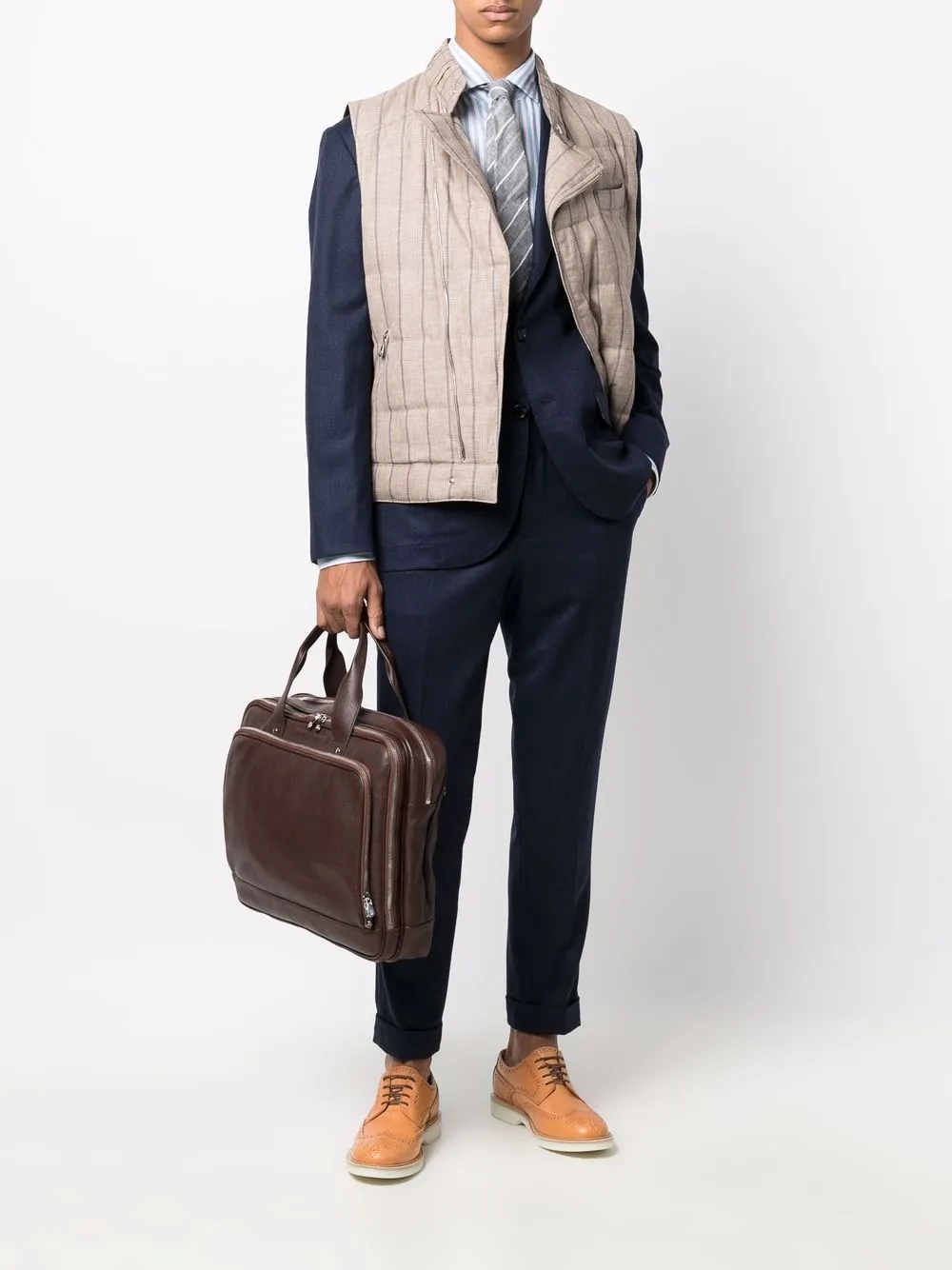 фото Brunello cucinelli дутый жилет в полоску