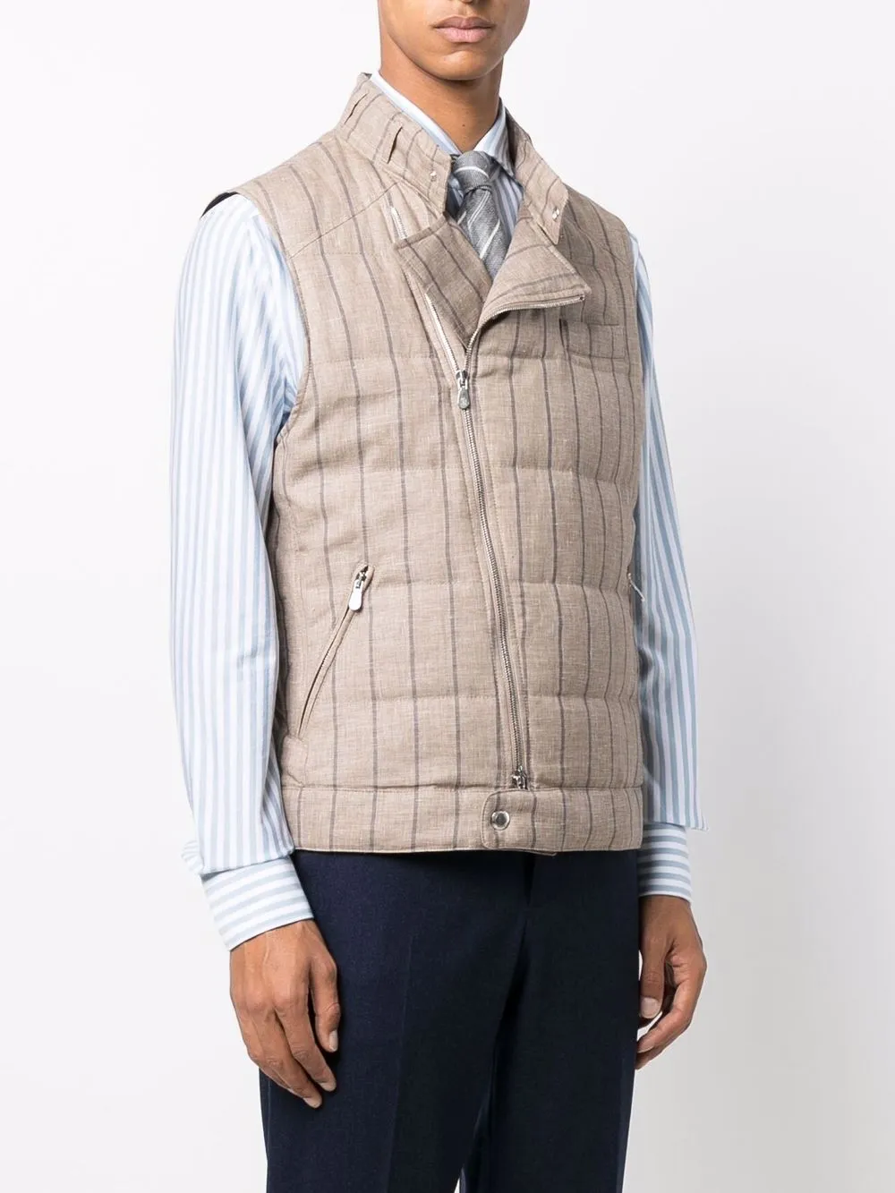 фото Brunello cucinelli дутый жилет в полоску