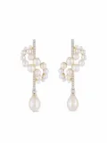 Mateo 14kt yellow gold pearl and diamond curve form drop earrings