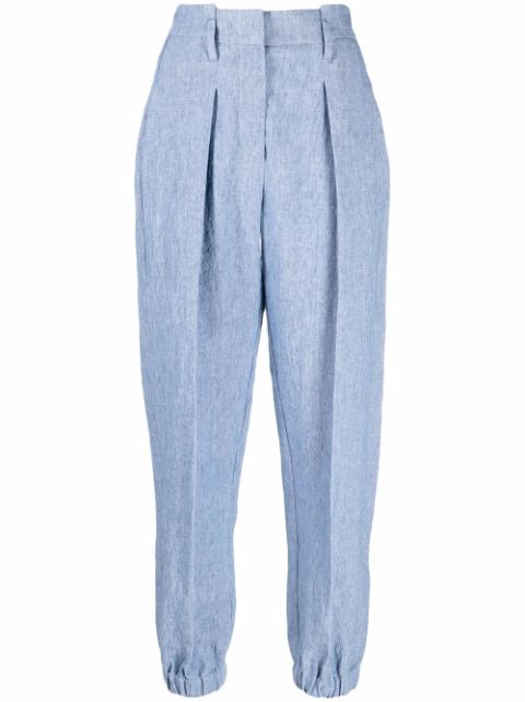 Brunello Cucinelli cuffed-ankle linen suit trousers Women