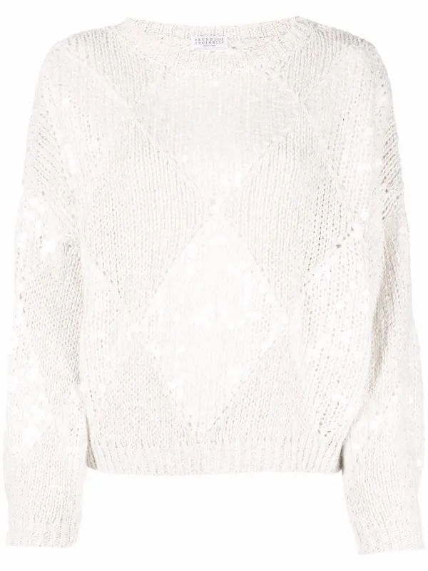 open knit white sweater