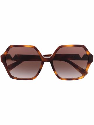 Valentino Eyewear Vロゴ シグネチャー ヘキサゴンフレーム サングラス