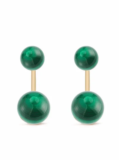 Mateo 14kt yellow gold malachite ear jacket earrings