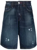 Philipp Plein distressed-effect denim shorts - Blue