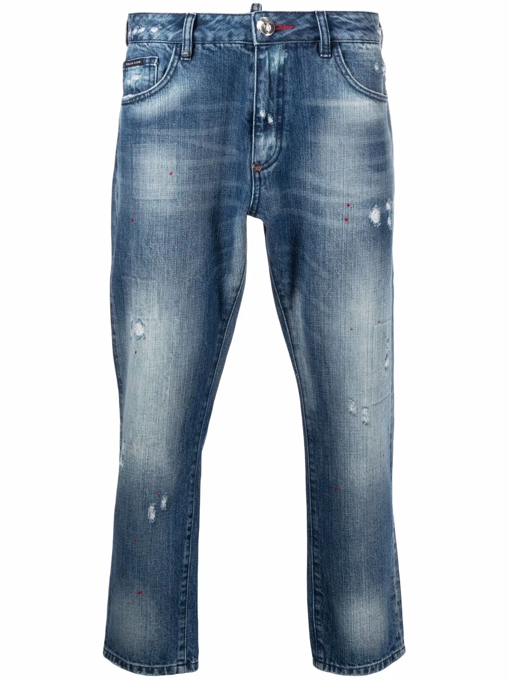 

Philipp Plein jeans envejecido con logo Hexagon - Azul